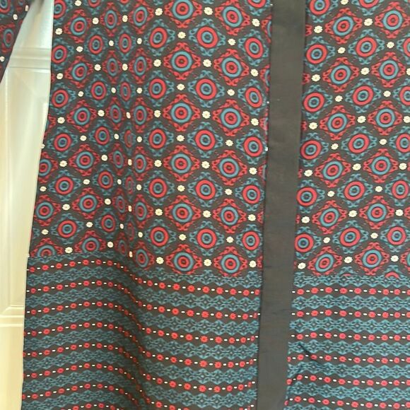 Ann Taylor Blue Red Abstract Print Long Sleeve Sheath Dress Size 4 Office Work - Picture 2 of 6